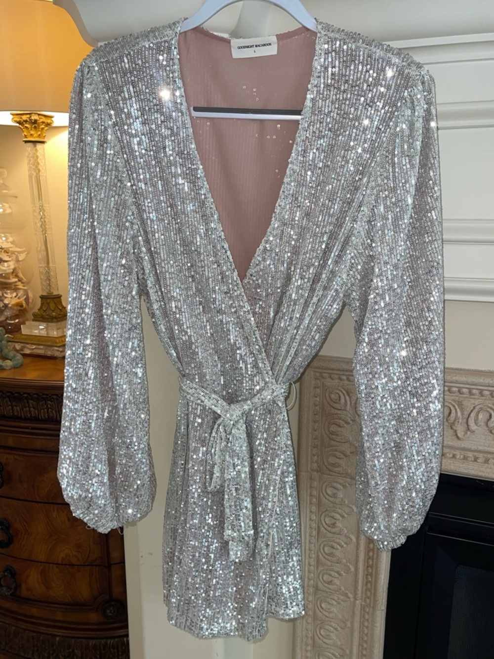 Wrap style sequin mini dress by Goodnight Macaroon
